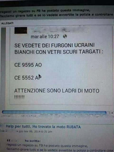 Moto rubate, sui social cresce la paura (FOTO)