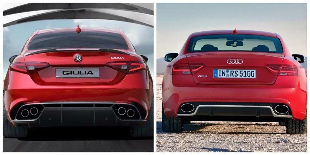 Il posteriore dell'Alfa Romeo Giulia e dell'Audi. Foto: Facebook