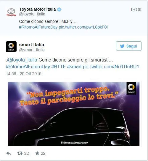 Tweet Toyota Smart #ritornoalfuturoday